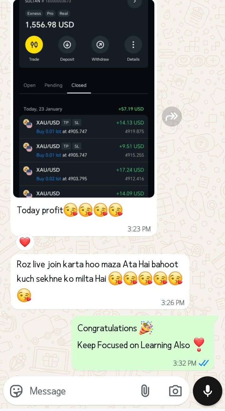 Client review — today profit, live sessions